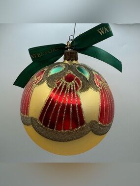 Waterford Holiday Heirlooms Peacock Gold Ball Christmas Ornament Handmade Italy